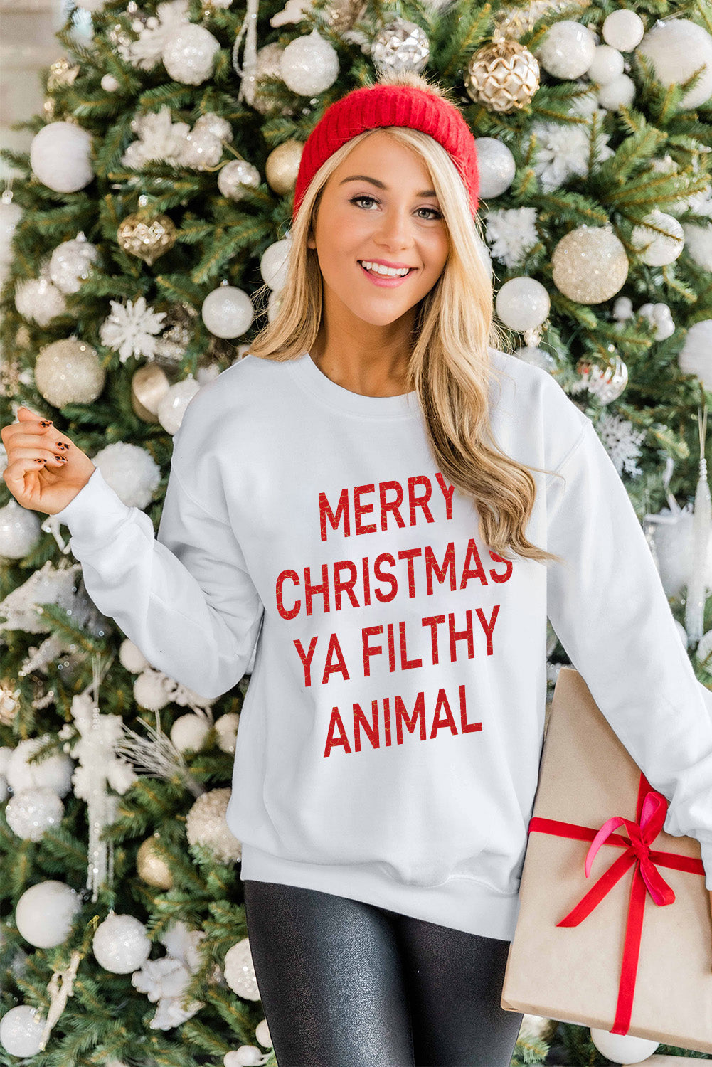 Merry Christmas Ya Filthy Animal Graphic Sweatshirt