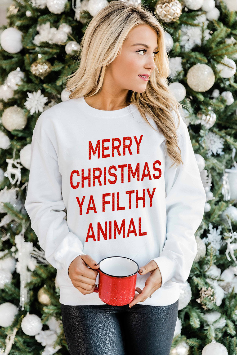 Merry Christmas Ya Filthy Animal Graphic Sweatshirt