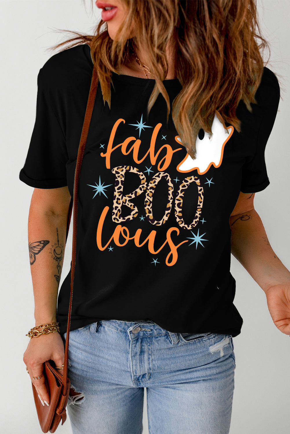 Fab Boo Lous Ghost Print Short Sleeve Graphic Tee