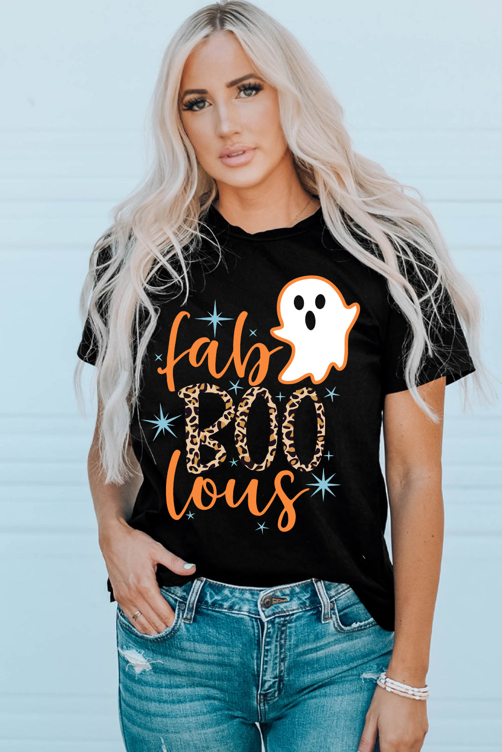 Fab Boo Lous Ghost Print Short Sleeve Graphic Tee