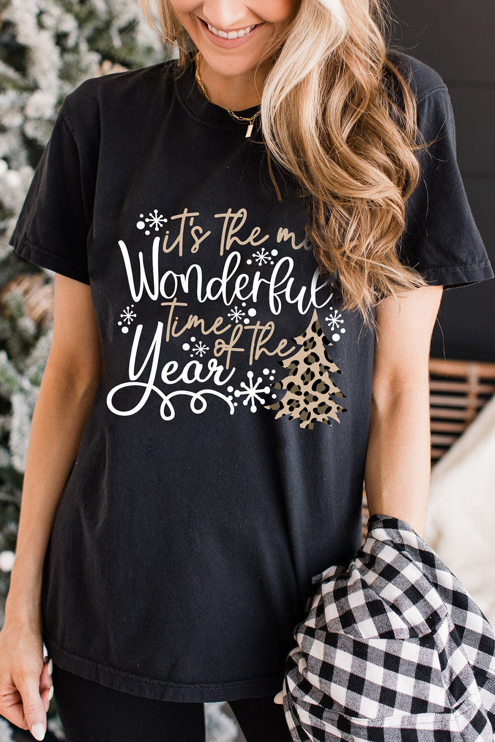 Wonderful Christmas Season Leopard Graphic Tee