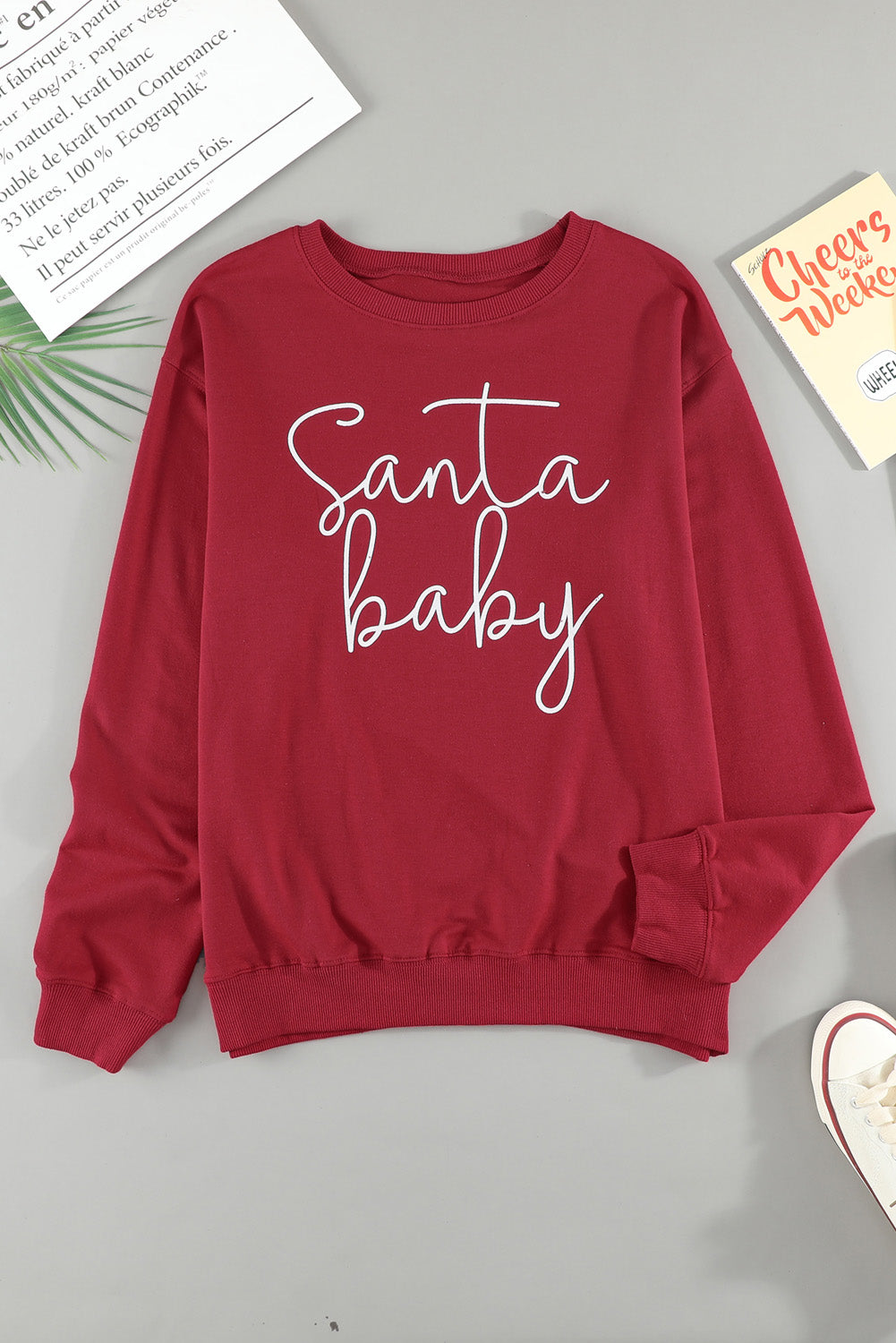 Christmas Santa Baby Print Pullover Sweatshirt