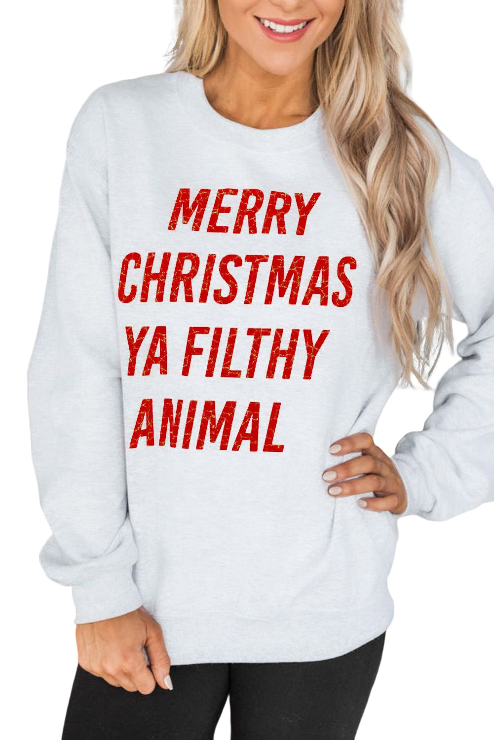 Merry Christmas Ya Filthy Animal Graphic Sweatshirt