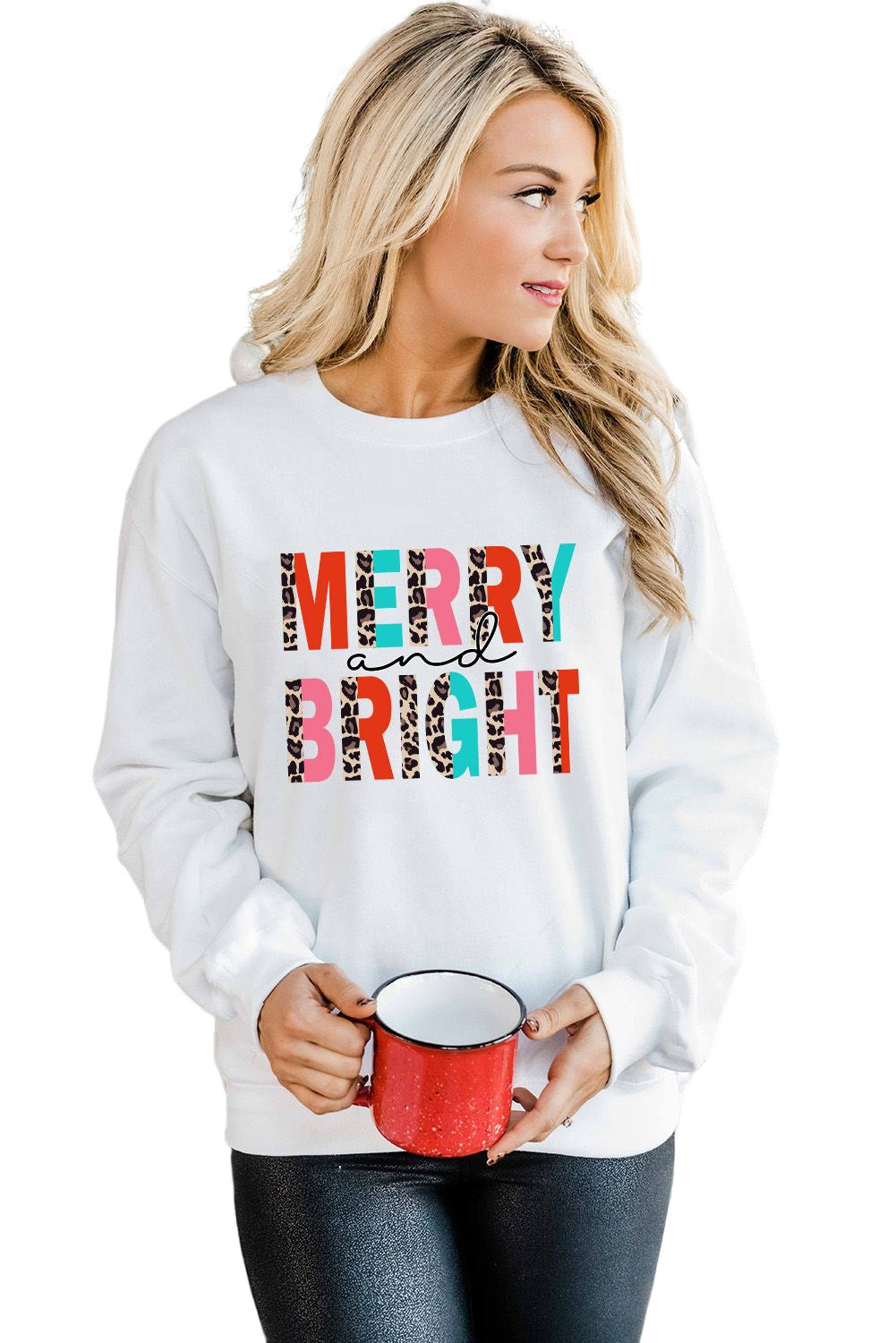 MERRY and BRIGHT Leopard Print Pullover Sweatshirt