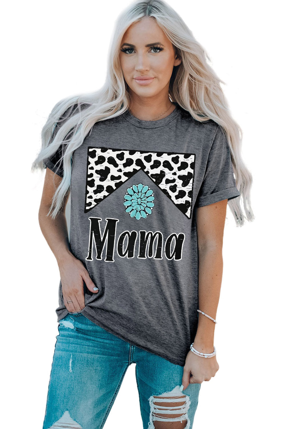 Leopard Turquoise Bead Mama Graphic T-shirt