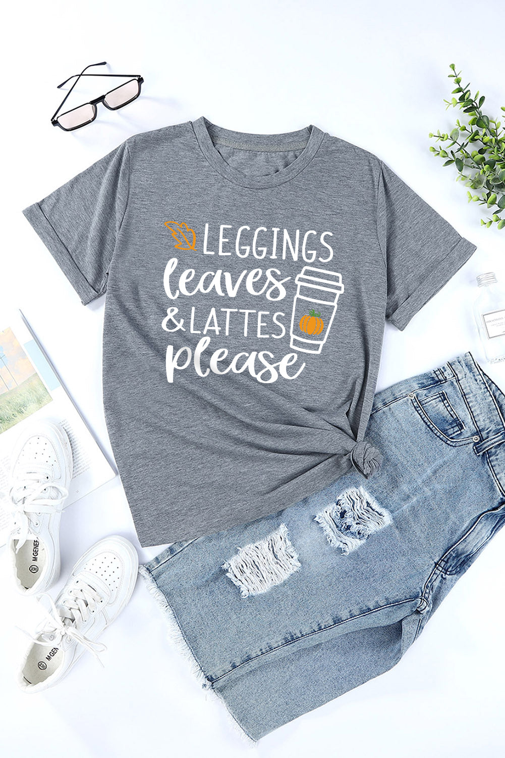 Leggings Leaves and Lattes Please Graphic Tee