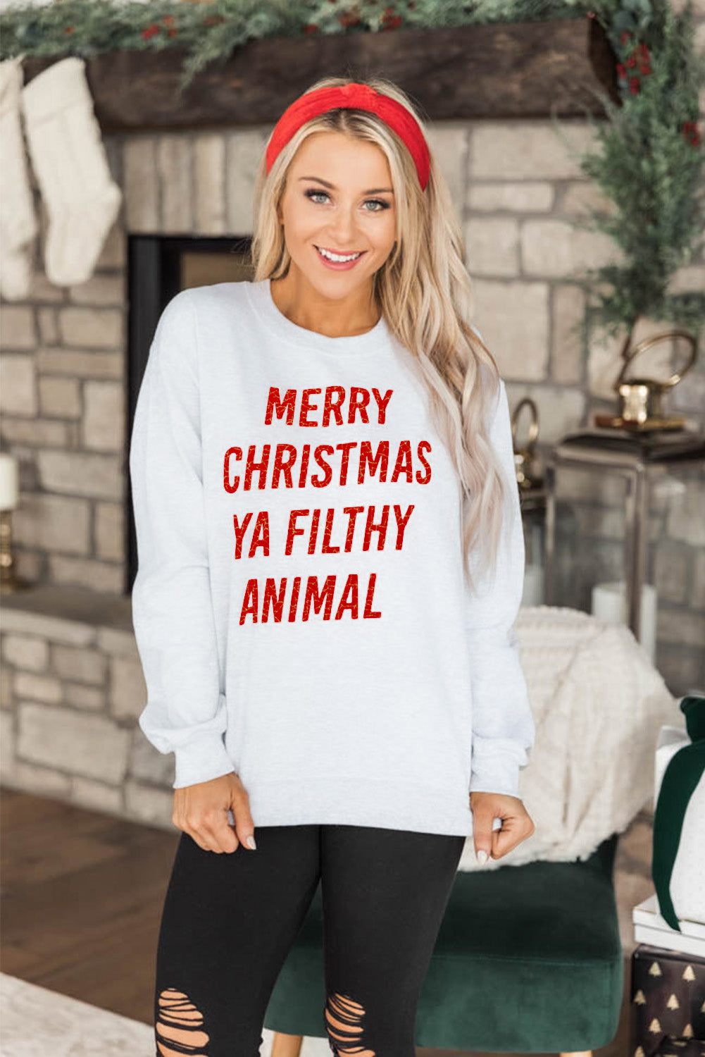 Merry Christmas Ya Filthy Animal Graphic Sweatshirt