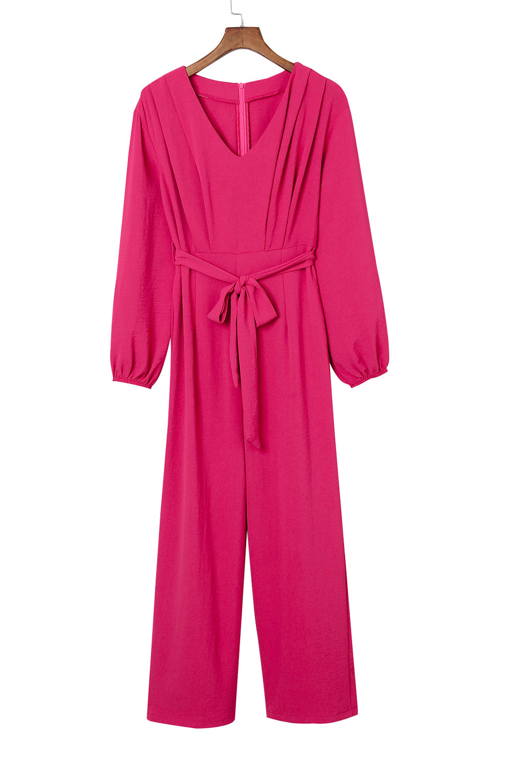 Bishop Sleeve Belted Wide Leg Jumpsuit