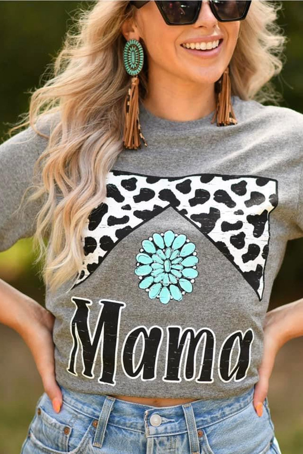 Leopard Turquoise Bead Mama Graphic T-shirt