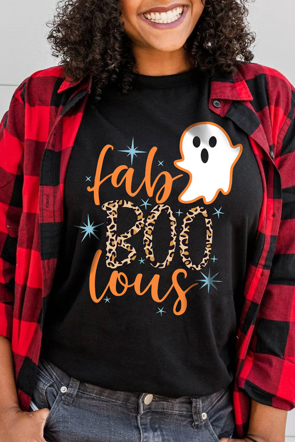 Fab Boo Lous Ghost Print Short Sleeve Graphic Tee