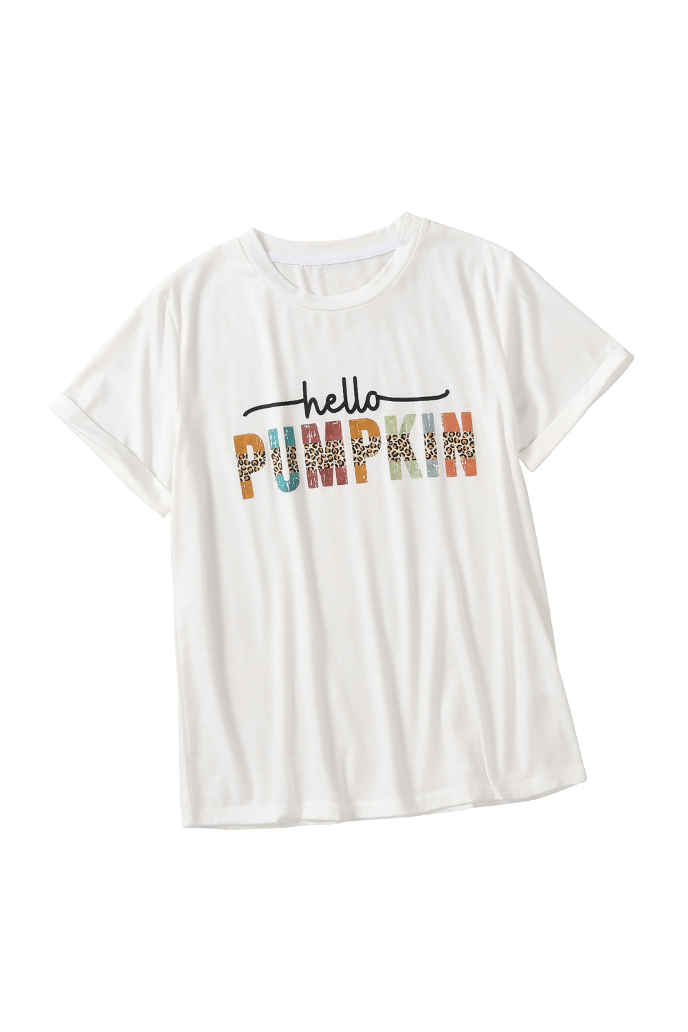 Colorful Pumpkin Leopard Graphic Casual Tee