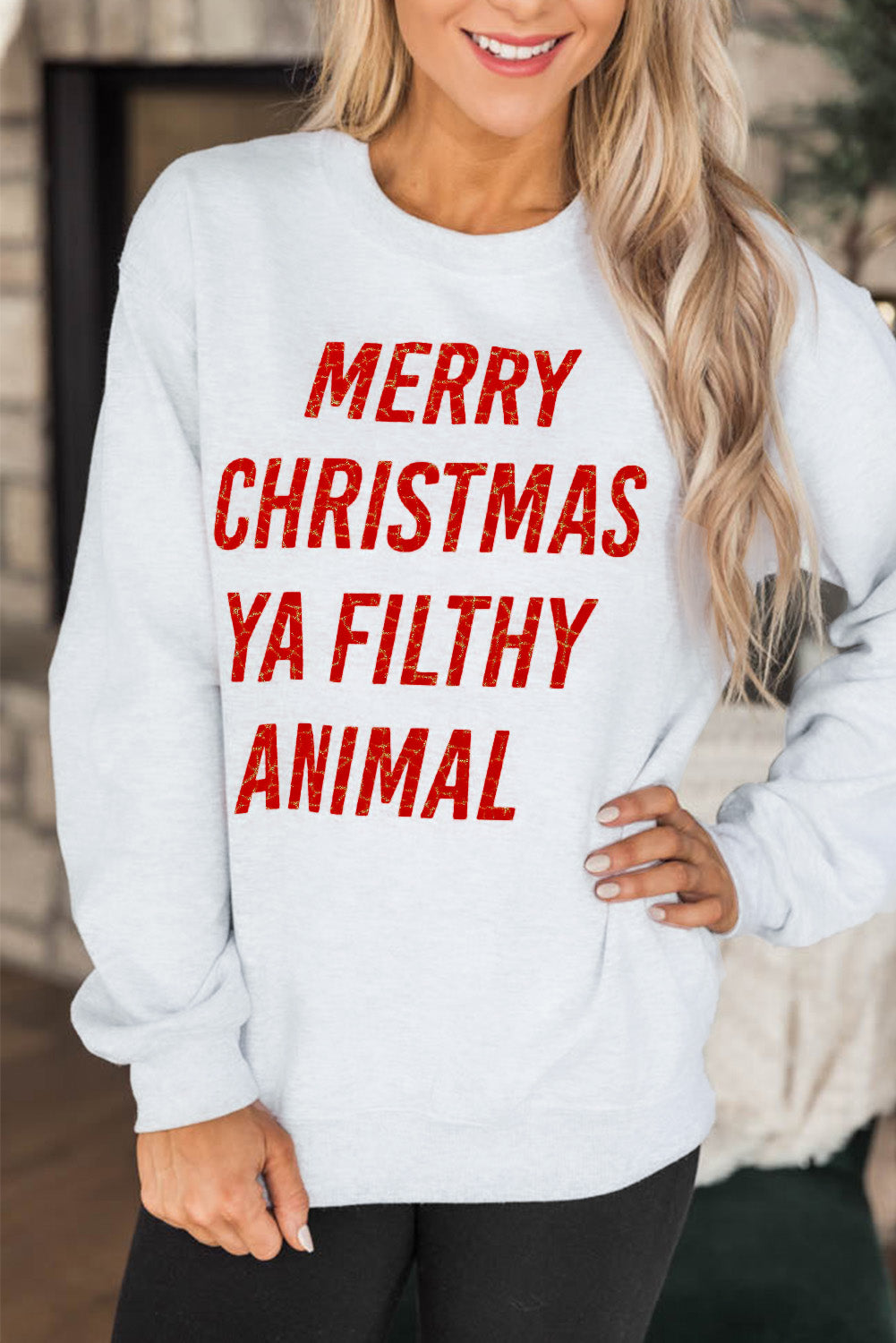 Merry Christmas Ya Filthy Animal Graphic Sweatshirt