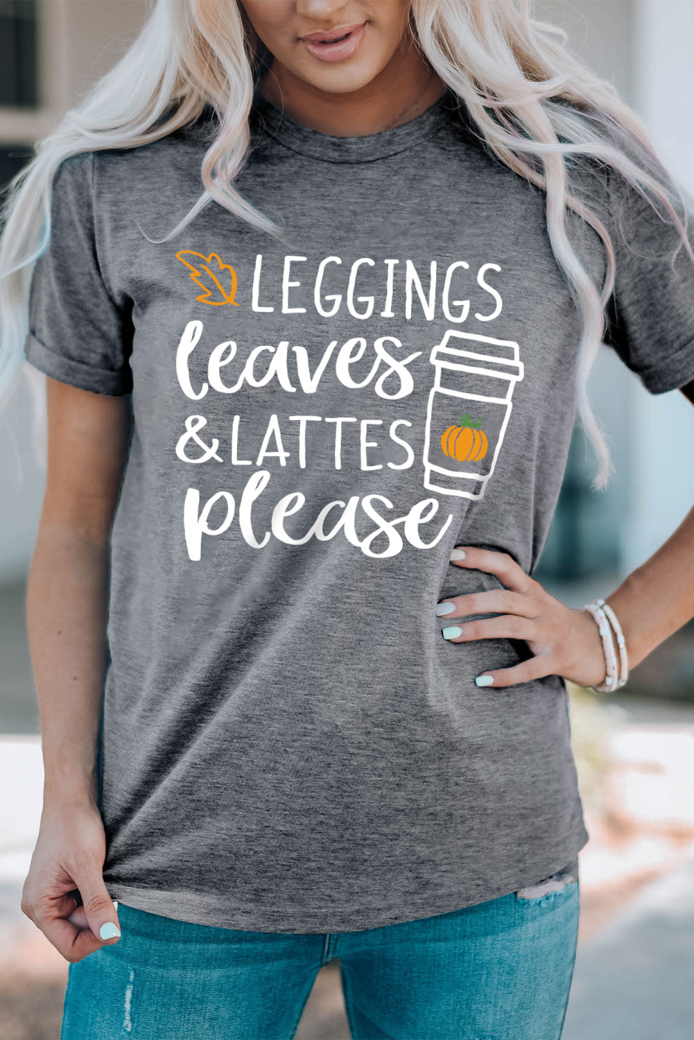 Leggings Leaves and Lattes Please Graphic Tee