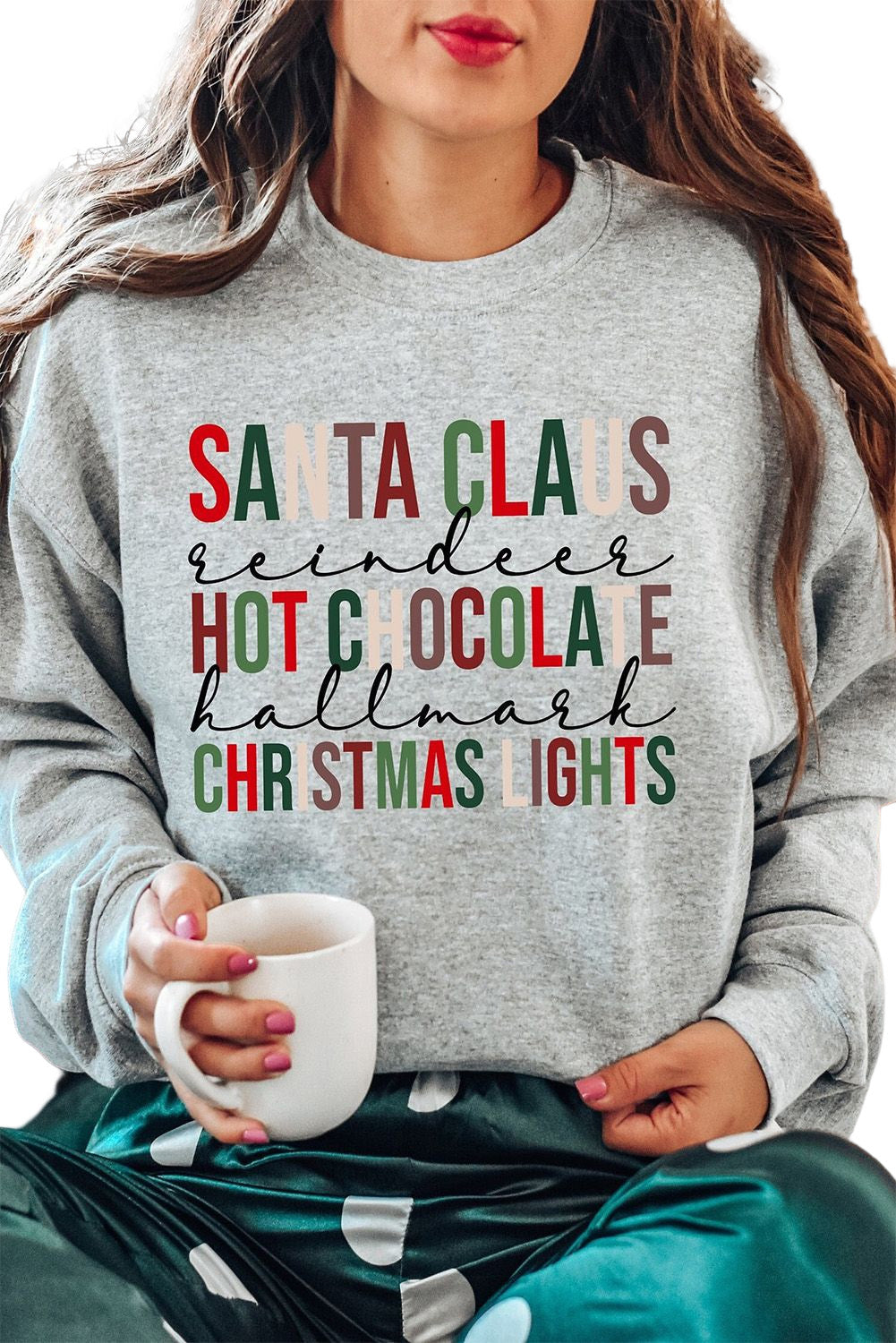 Christmas Letter Graphic Print Pullover Sweatshirt