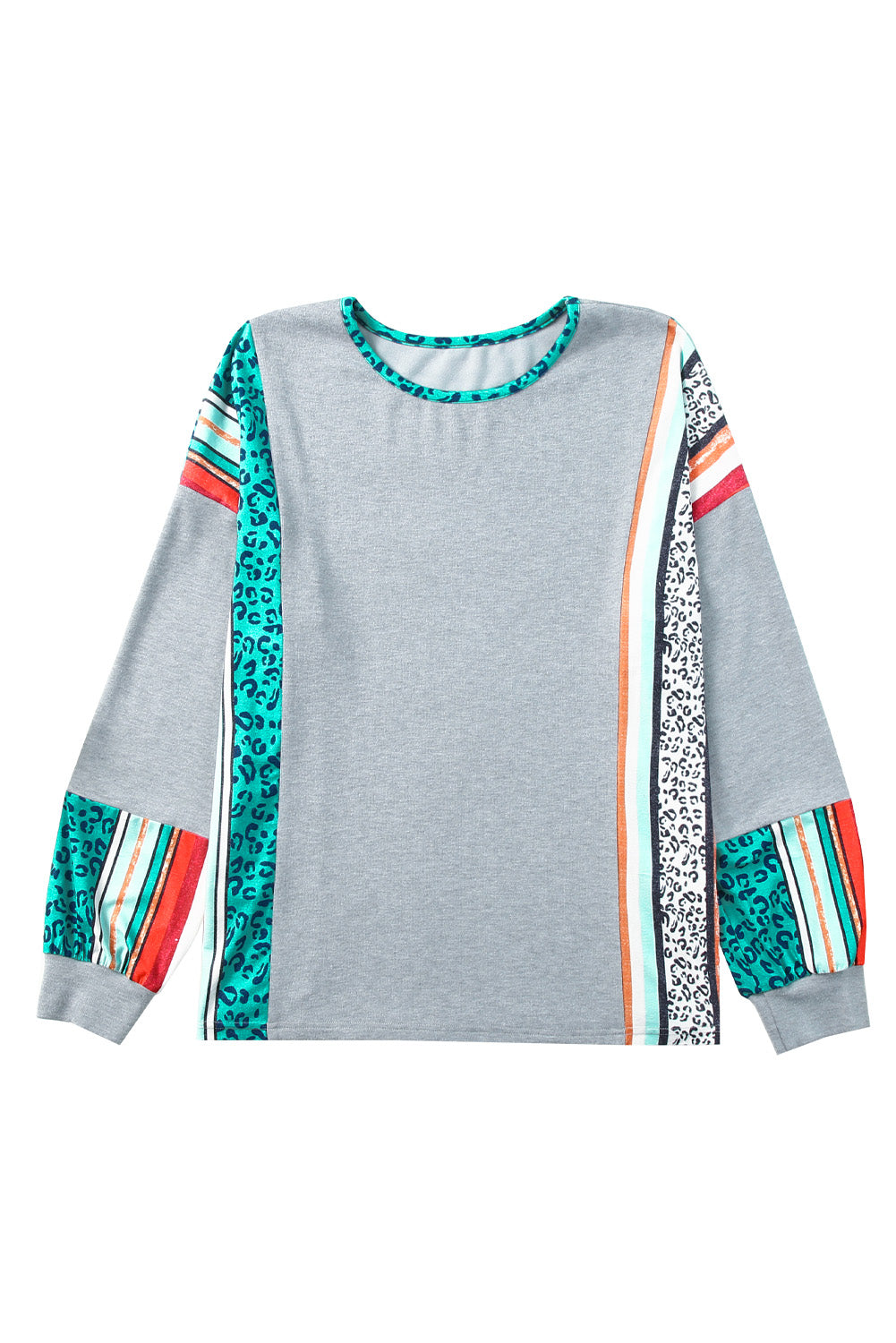 Leopard Serape Drop Shoulder Bubble Sleeves Knit Top