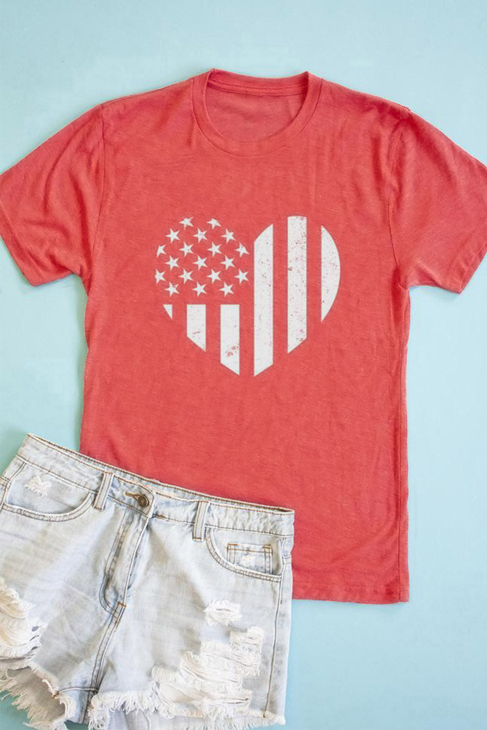 American Flag Heart Print Graphic Tee