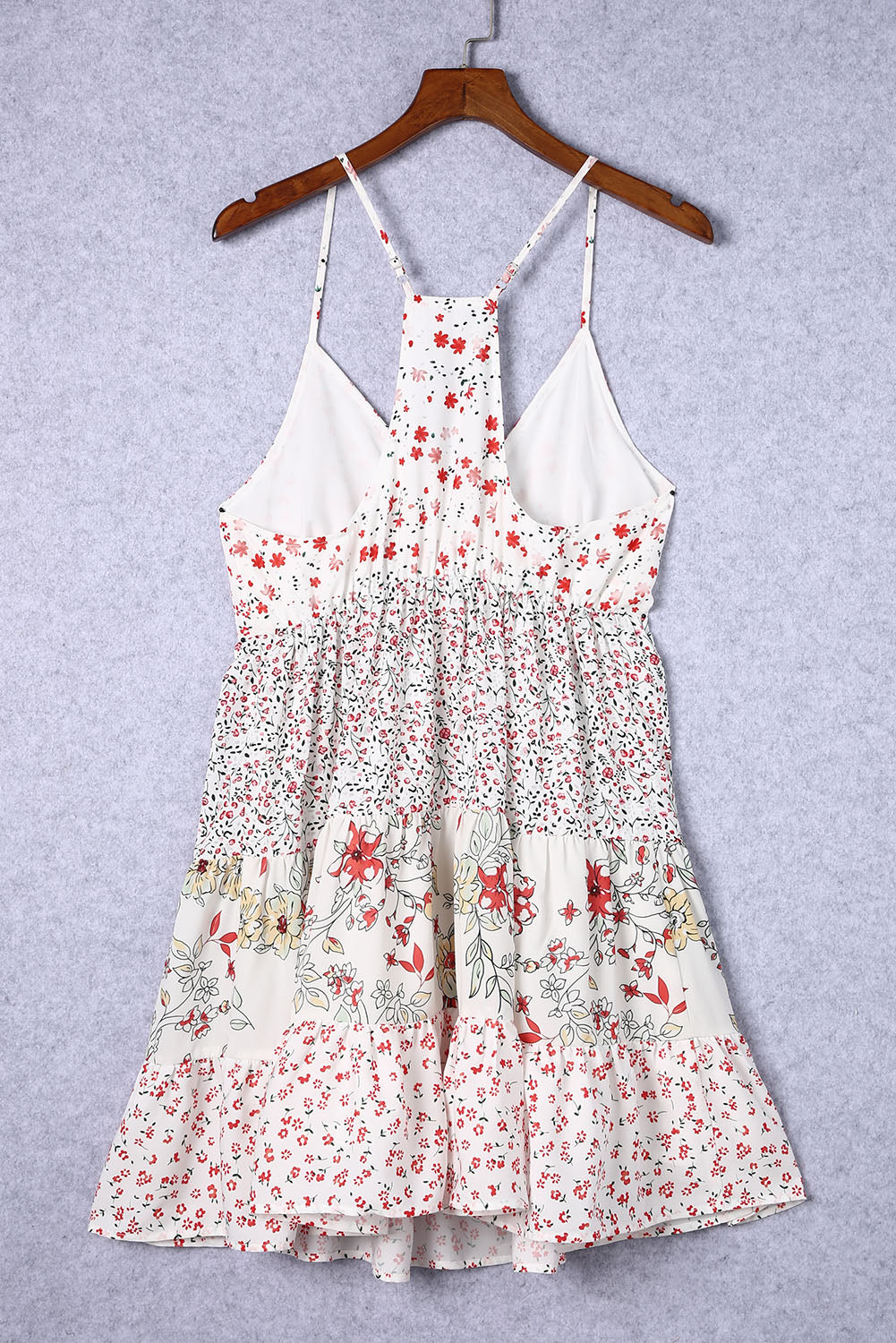 Floral Ruffled Spaghetti Strap Mini Dress