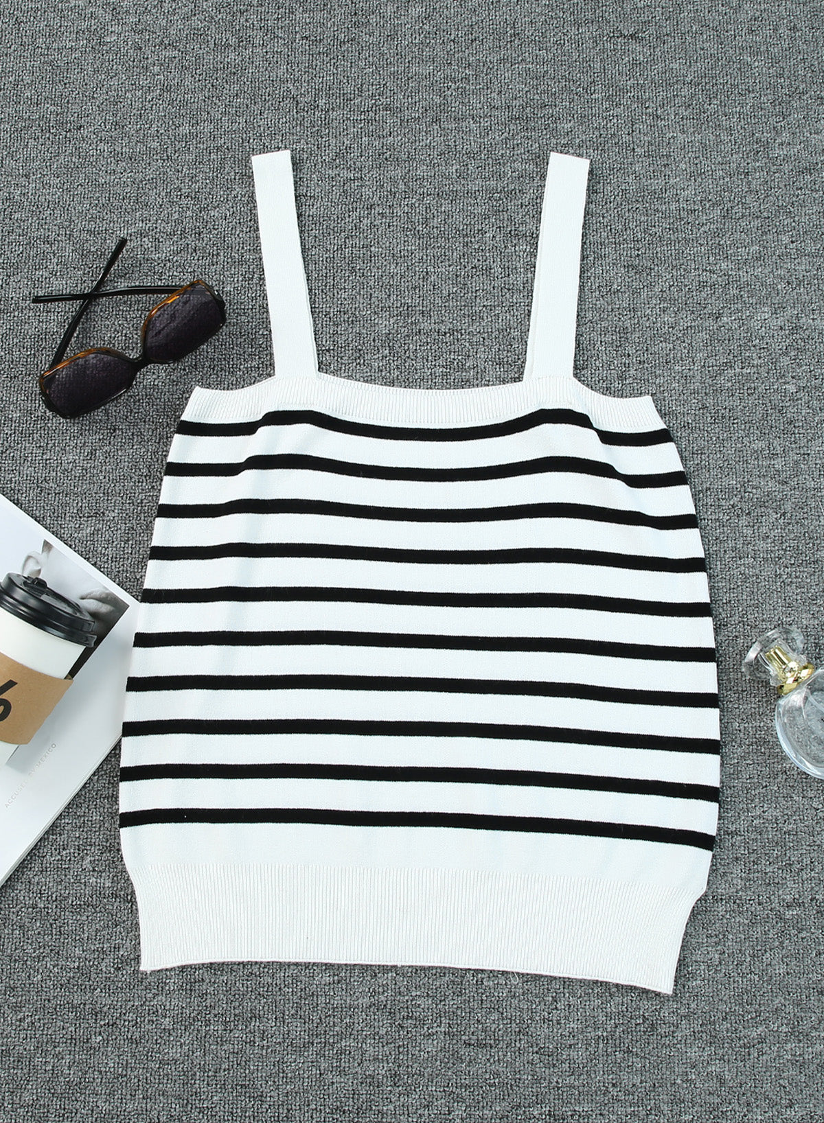 Striped Tube Spaghetti Strap Knitted Tank Top