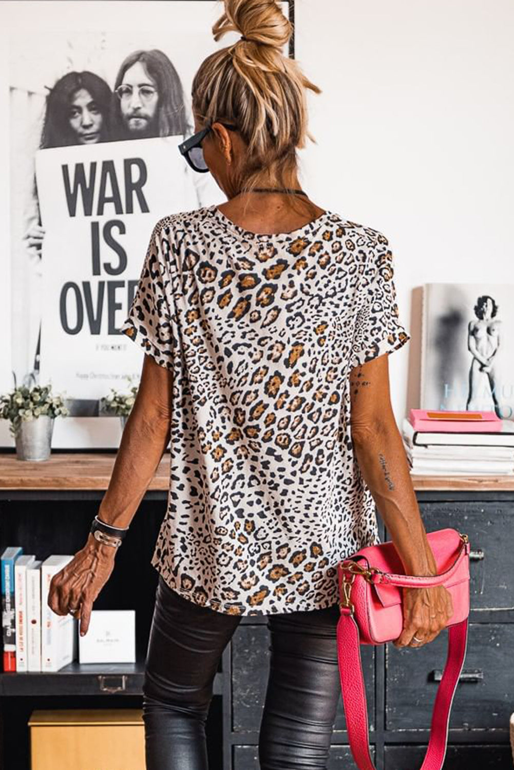 Print Loose Fit V Neck Short Sleeve T Shirt