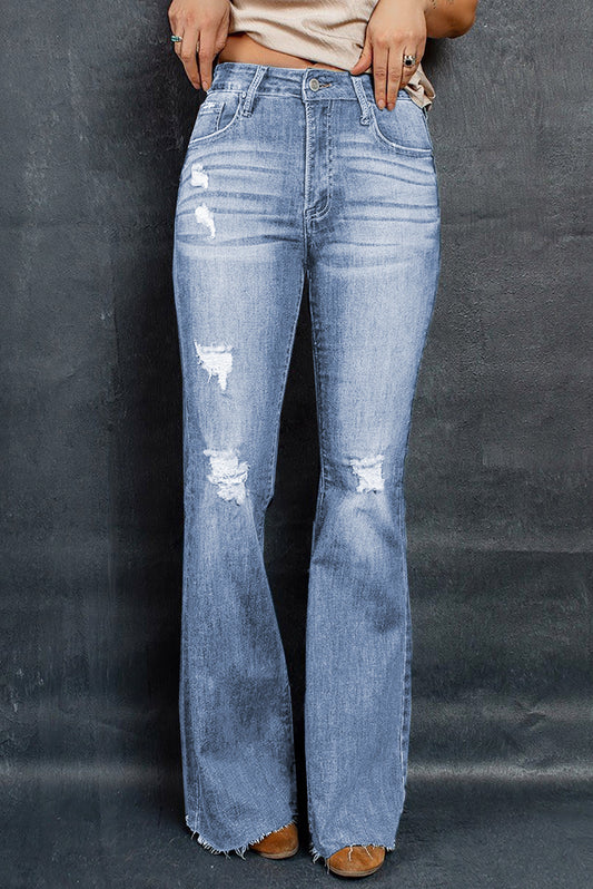 Dark Wash Mid Rise Flare Jeans