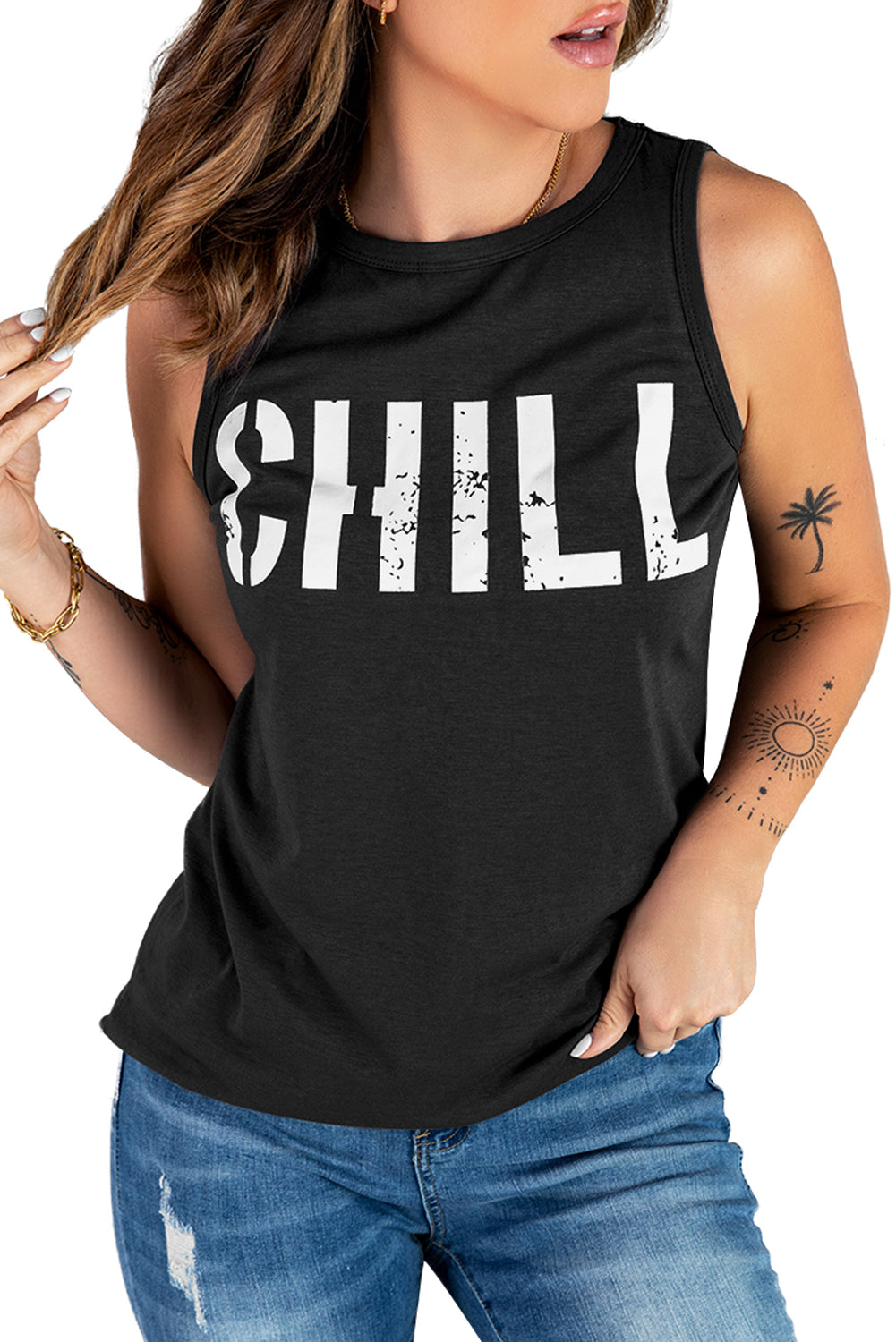 CHILL Graphic Print Tank Top