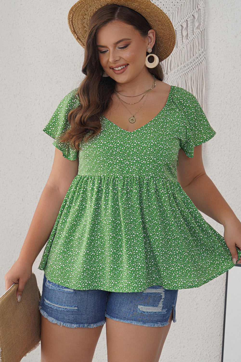 Plus Size Floral Peplum Top