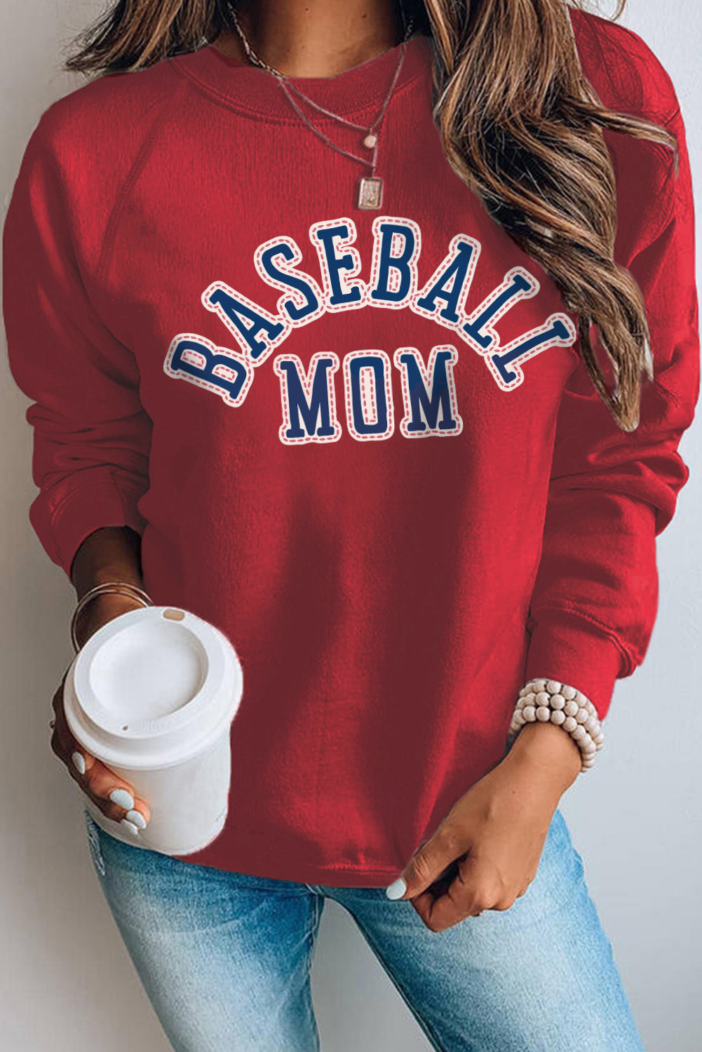 Baseball Mom French Terry Cotton Blend Sweatshirt