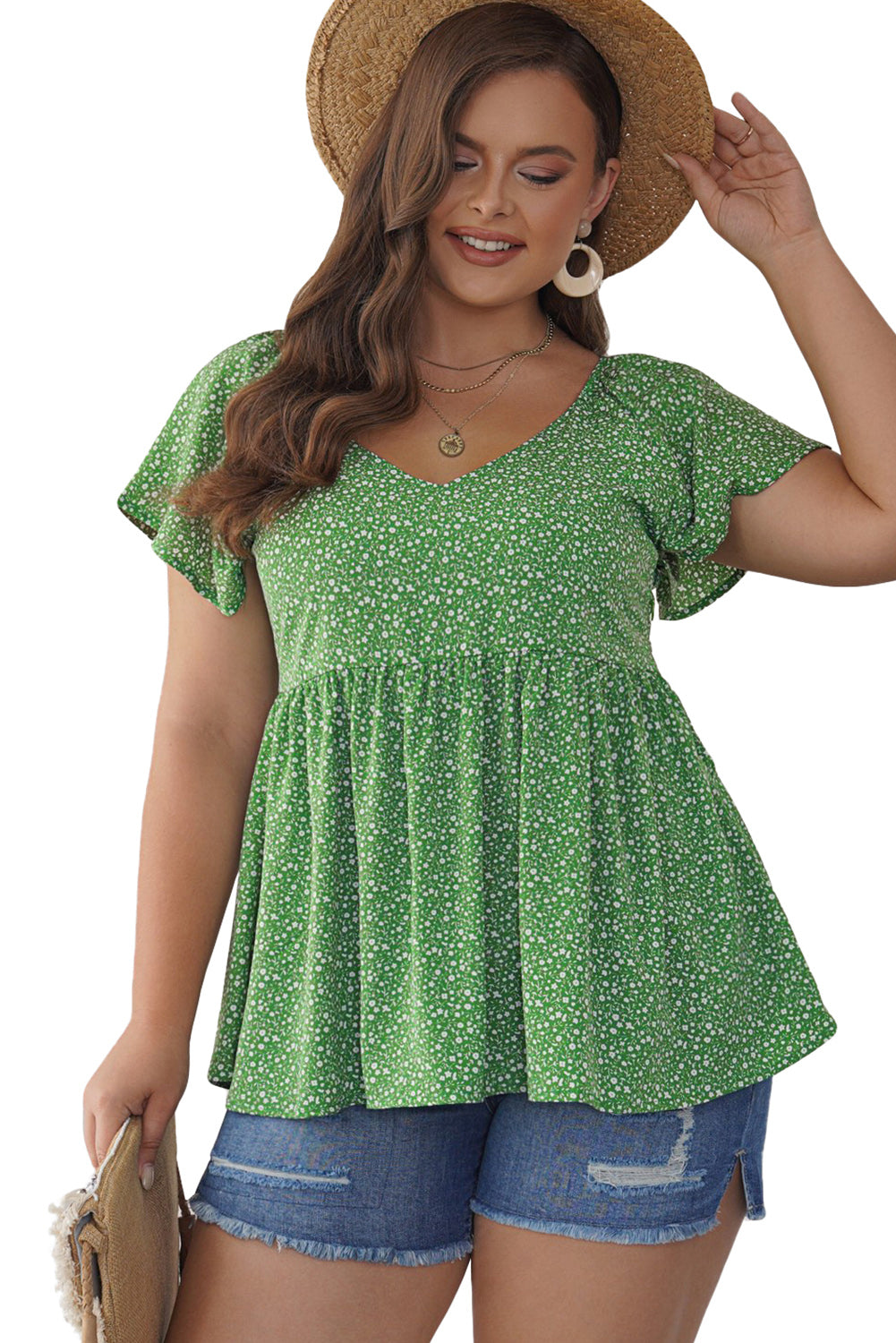 Plus Size Floral Peplum Top