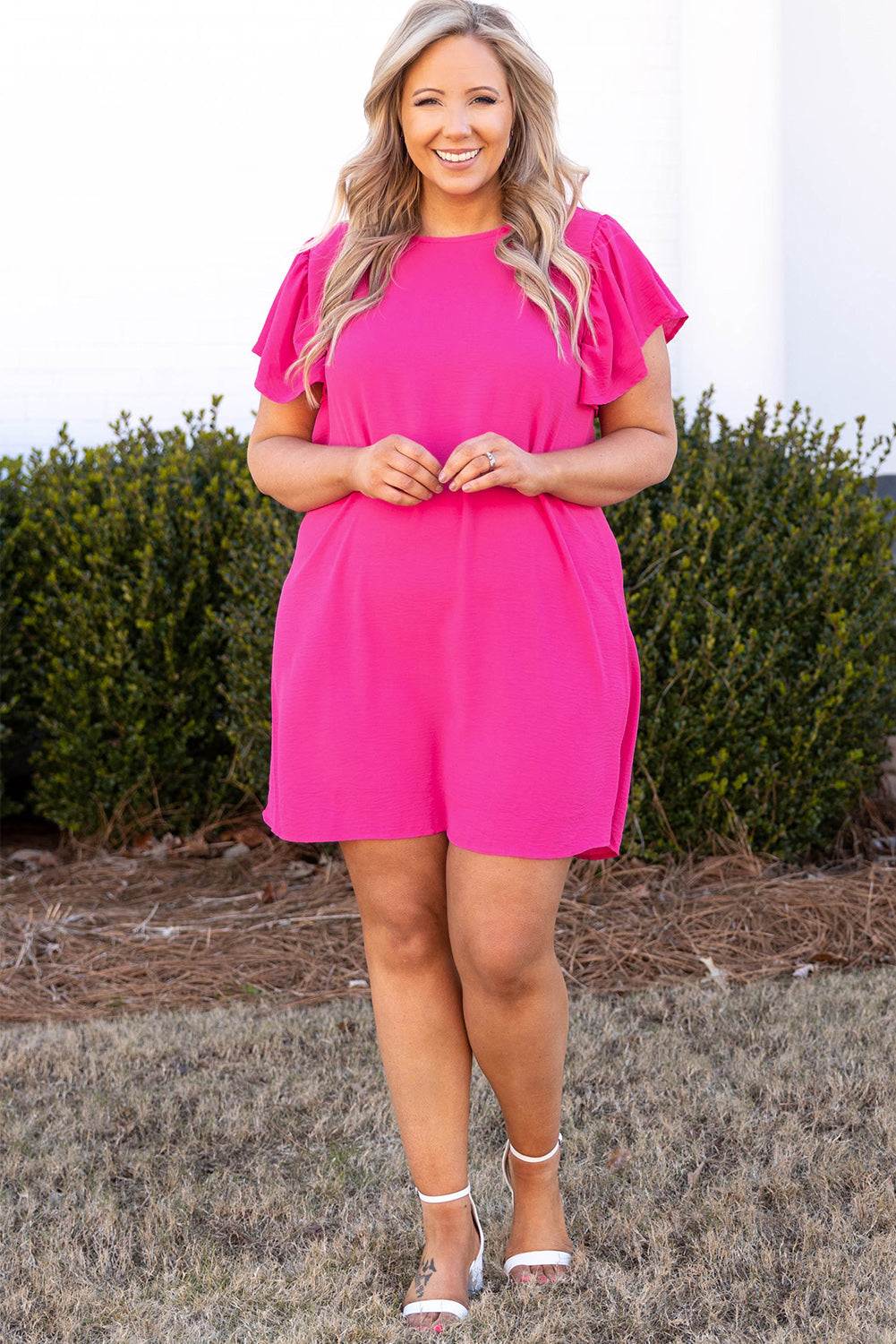 Plus Size Ruffle Sleeve Mini Dress