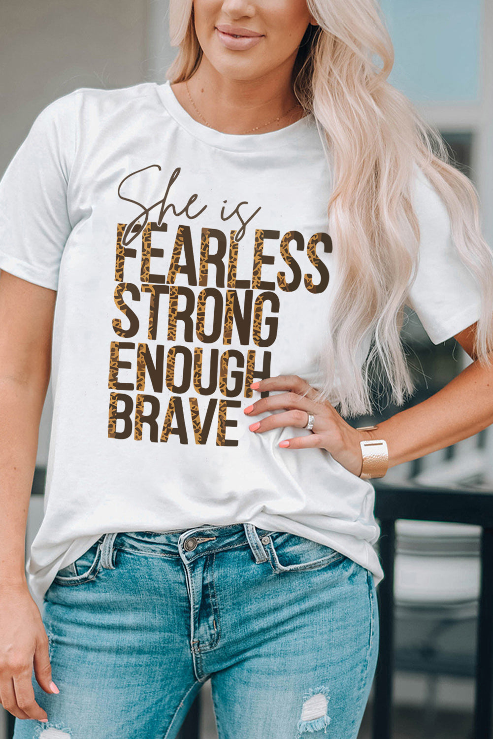 She is FEARLESS STRONG ENOUGH BRAVE Graphic Tee