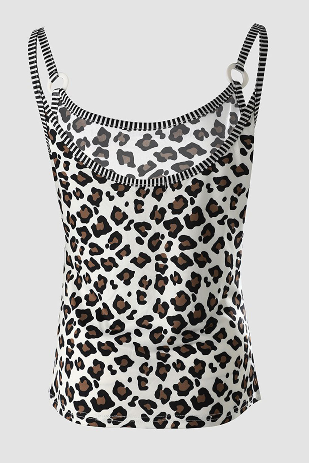 Cheetah Striped Patchwork Low-Back Cut Tank Top