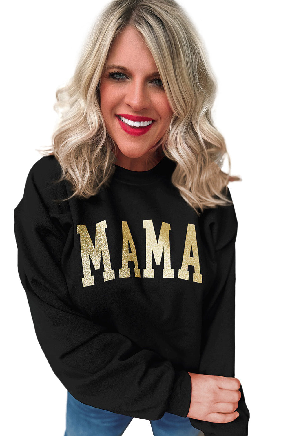 Glitter MAMA Graphic Pullover Sweatshirt