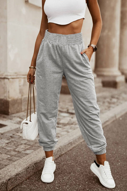 Smocked High Waist Jogger Pants