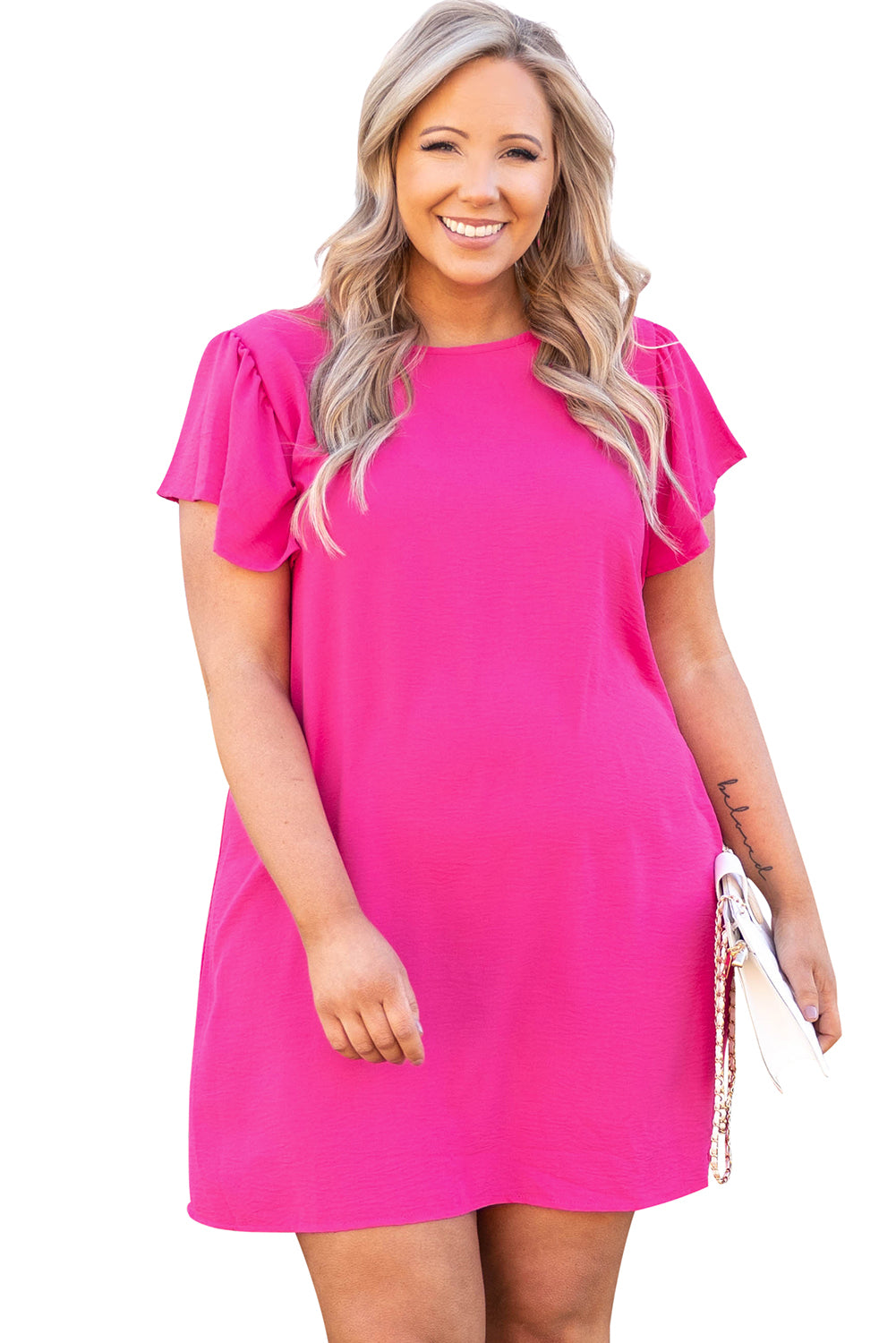 Plus Size Ruffle Sleeve Mini Dress