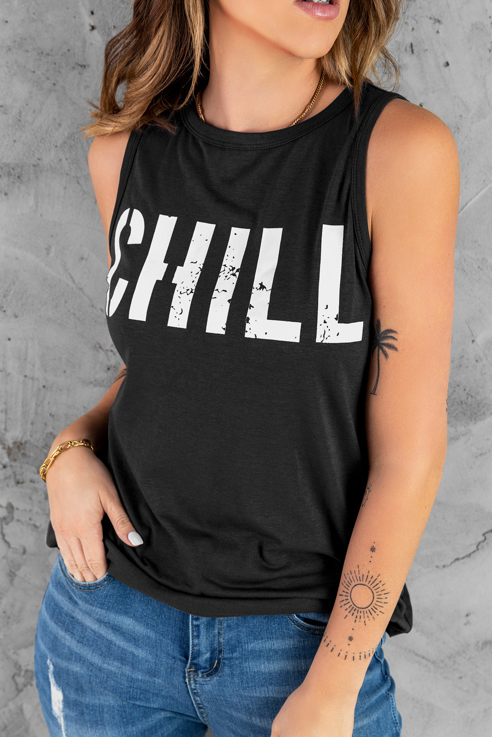 CHILL Graphic Print Tank Top