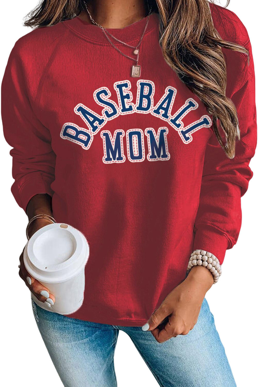 Baseball Mom French Terry Cotton Blend Sweatshirt