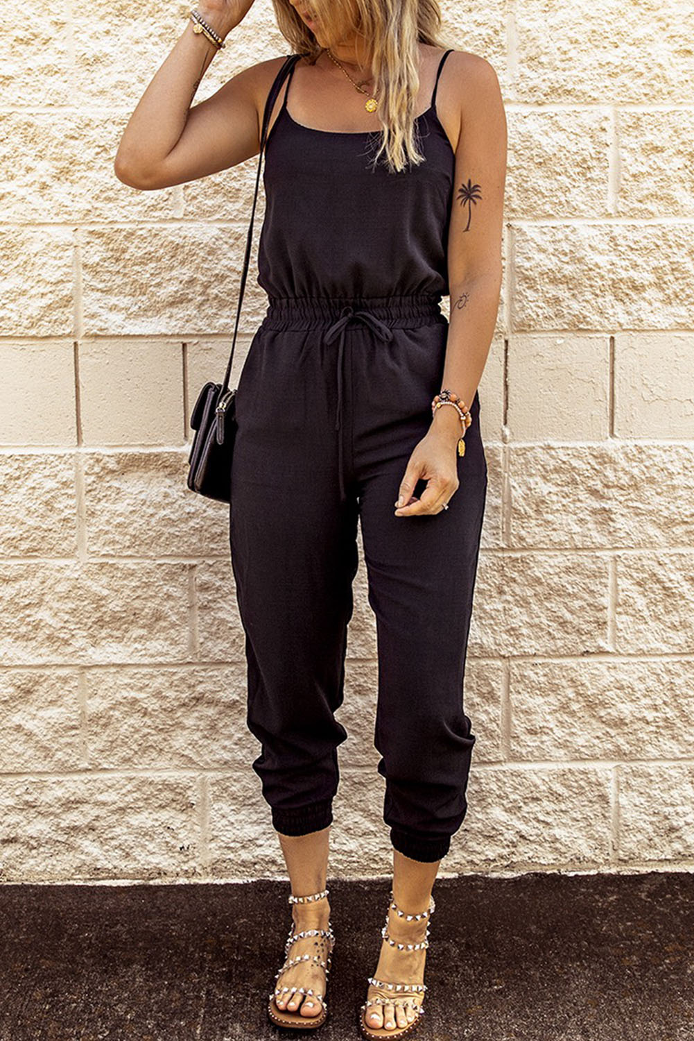 Drawstring Waist Spaghetti Straps Jumpsuit